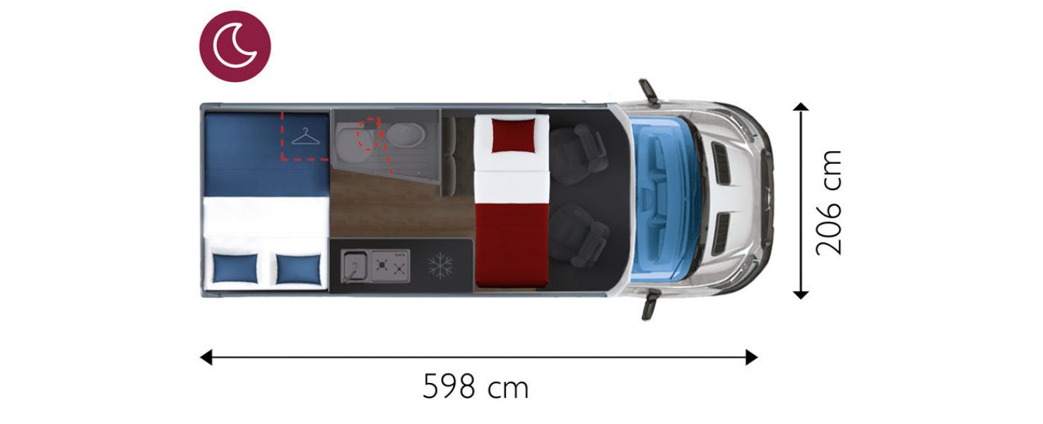 Giottiline 60FT  - Van GiottiVan - Night layout