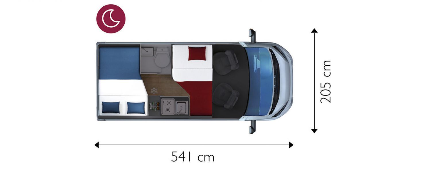 Giottiline 54T  - Van GiottiVan - Night layout